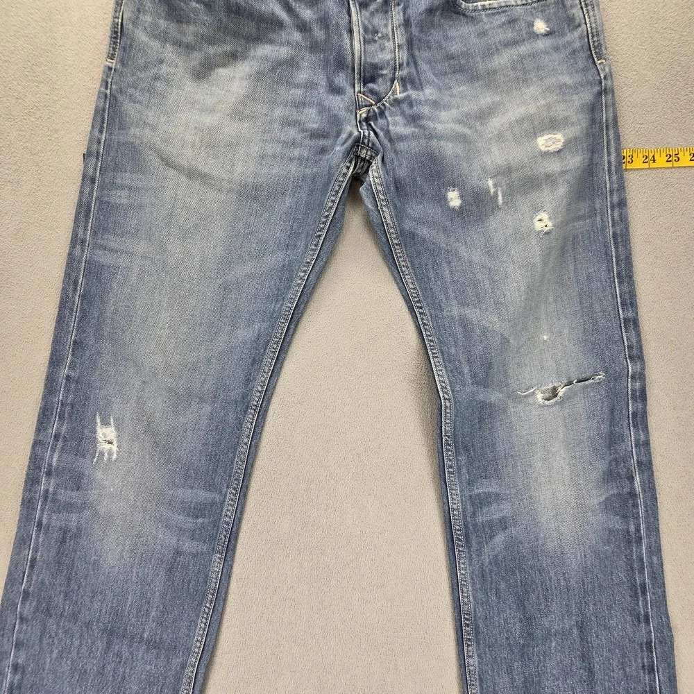 Diesel Jeans Mens 33x32 Blue Larkee Regular Straight Distressed Button Fly 008B4
